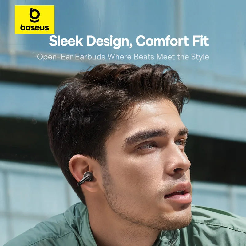 Baseus Bowie MC1 Ear Clip Wireless Earphones Bluetooth 5.4 Open-Ear Clip-On Sports Earbuds IP57 Waterproof AI Bass Ear Clip Headphones