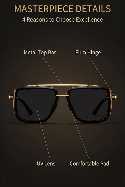 Steampunk Square Double Bridge Sunglasses Men Big 2026 Luxury Brand Designer Retro Punk Driving Sun Glasses Metal Frame Eyewear