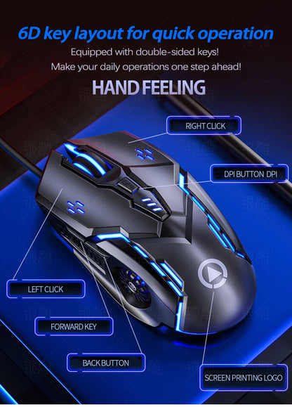 UTHAI G5 Wired Gaming Mouse 3200 DPI RGB LED Gaming Mouse with 6 Programmable Buttons, USB Ergonomic Gaming Mouse for PC, Laptop & Esports
