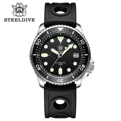 Mechanical Watch For Men STEELDIVE SD1973 Japan NH35 Automatic Movement Ceramic Bezel 200M Waterproof Classic Dive Small Abalone