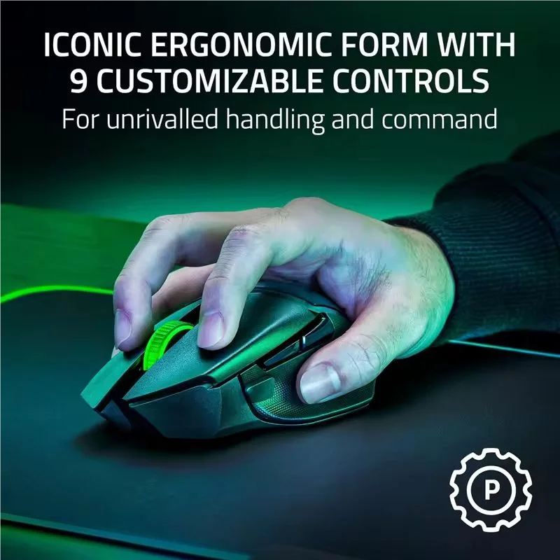 Razer Basilisk V3 X HyperSpeed Wireless Gaming Mouse, 18K DPI Optical Sensor, Chroma RGB, HyperSpeed 2.4GHz & Bluetooth Ergonomic Gaming Mouse