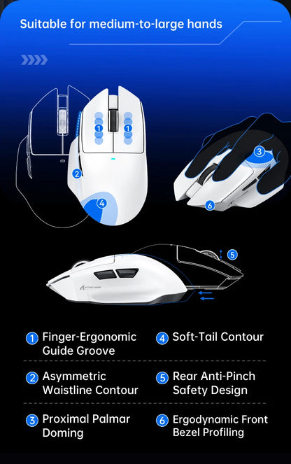 ATTACK SHARK V6 Wireless Gaming Mouse, Superlight RGB Gaming Mouse with Magnetic Charging Dock, PAW3311 Sensor, Tri-Mode Bluetooth Gaming Mouse