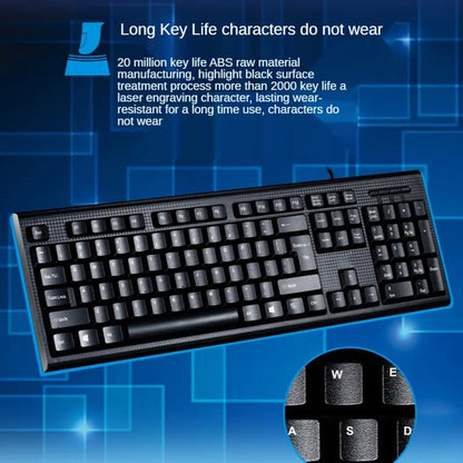 Q9 Wired USB Keyboard 104-Key Business Office Keyboard for Desktop & Laptop, Full-Size Wired USB Keyboard for Home, Office & Windows/Mac