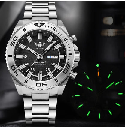 Yelang Watches V1035 44mm Men Diving Watch Human Kinetic Energy Watch 100m Waterproof Watches luminous Japan PX83 Sapphire