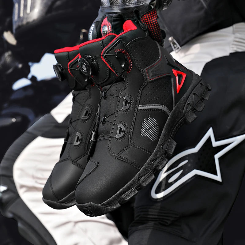 Bottes de moto professionnelles pour hommes, chaussures de course tout-terrain, équipement de moto urbaine, en cuir microfibre ultra-fin
