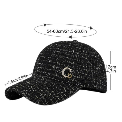Metal M Patch Baseball Cap Black Elegant Man Hat Lightweight Adjustable Sun Hat For Women Female