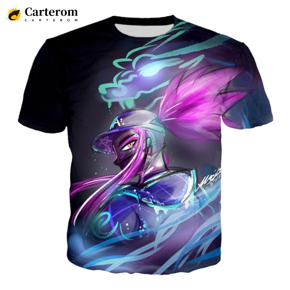 Sexy Akali 3D Print T-shirt League Of Legends T Shirt Men Women Fashion Casual Harajuku Style Tshirt Streetwear Cool Tops