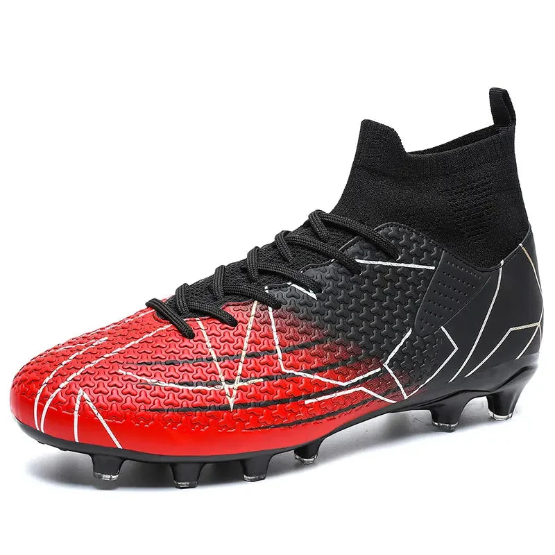 New Professional High-Top Football Shoes Artificial Grass Leather Youth Students Training Soccer Shoes for Men and Women Sports