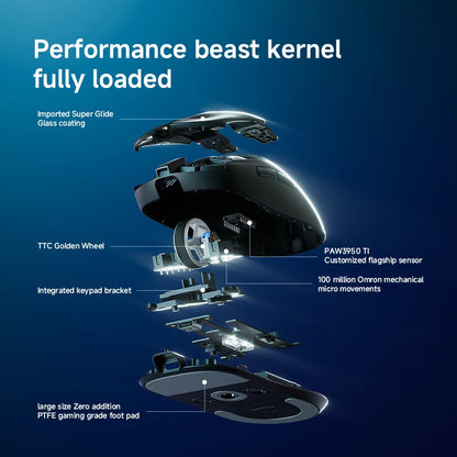 MCHOSE A7 V2 Wireless Gaming Mouse, Tri-Mode Bluetooth 8K Lightweight Esports Mouse with PAW3950 Sensor, 42000 DPI Ergonomic Gaming Mouse