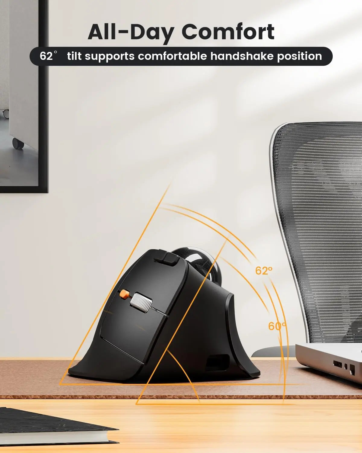 ProtoArc EM05NL Ασύρματο ποντίκι trackball επαναφορτιζόμενο Bluetooth, εργονομικό κάθετο ποντίκι rollerball για υπολογιστή, iPad, Mac, Windows