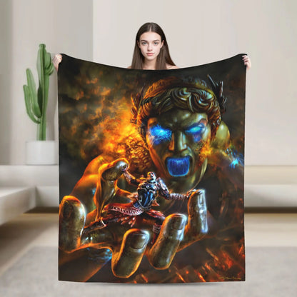 God of War Game Gamers Kratos Blanket  Decorative Flannel Bedding Throws For Couch Chair Sofa Bed Soft Bedspread Gift Idea