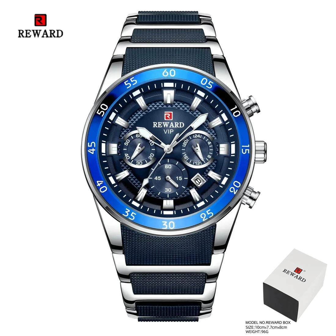 REWARD Men's Watches 81011M Sports Silicone Quartz Men's Watch Waterproof Calendar Chronograph Luminous Watches Men