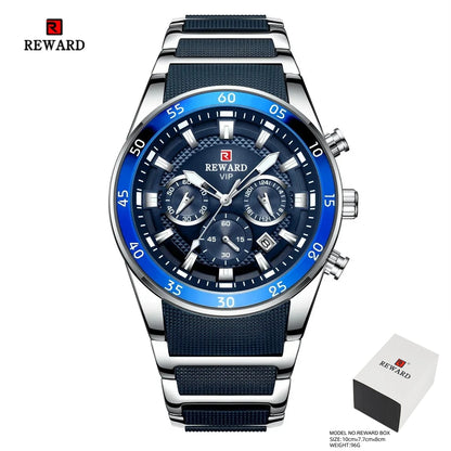 REWARD Men's Watches 81011M Sports Silicone Quartz Men's Watch Waterproof Calendar Chronograph Luminous Watches Men