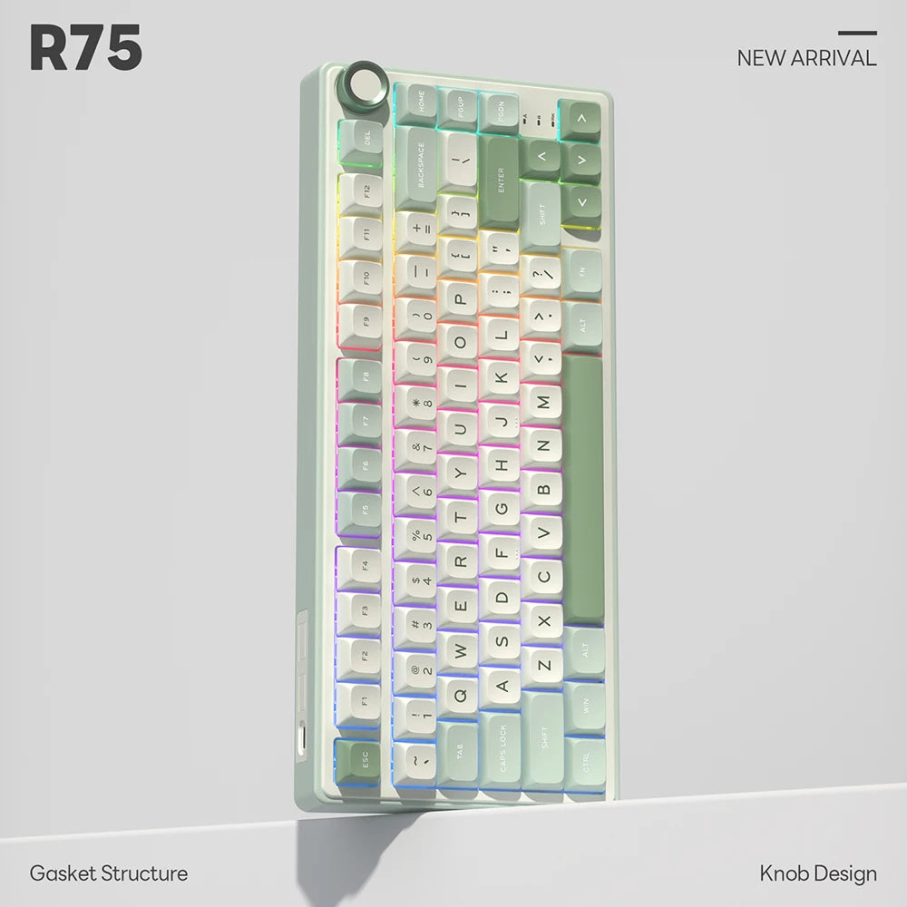 RK Royal Kludge R75 Gasket Wired Mechanical Keyboard 80 Keys RGB Backlit Hot-swappable Spanish Gamer Keyboard MDA PBT Keycaps