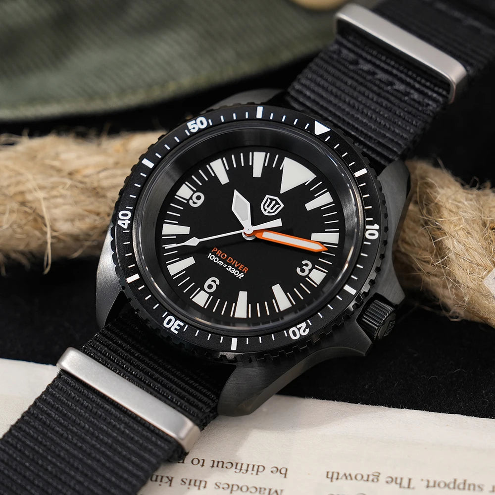 Watchdives WD1980 V3 Quartz Watch VH31 Sweep Movement Sapphire Vintage Watch 100m Waterproof Stainless Steel Luminous Mens Watch