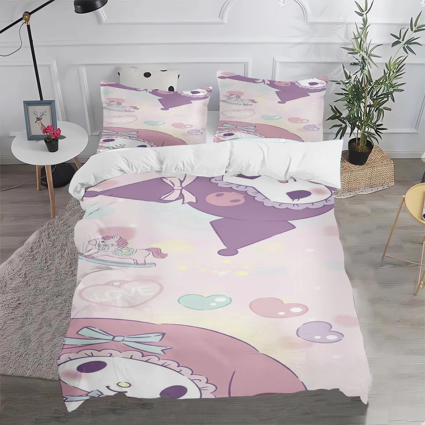 Kuromi Duvet Cover Cute Pillowcase Bedding Set Adult Boy Girl Bedroom Decoration Children Gift Single Double Large Size