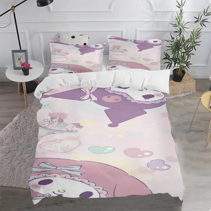 Kuromi Duvet Cover Cute Pillowcase Bedding Set Adult Boy Girl Bedroom Decoration Children Gift Single Double Large Size