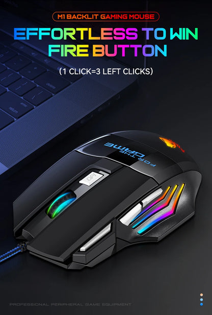 T-WOLF M1 Wired Gaming Mouse 7-Button RGB Backlit Ergonomic USB Gaming Mouse for PC Gamers with Adjustable DPI