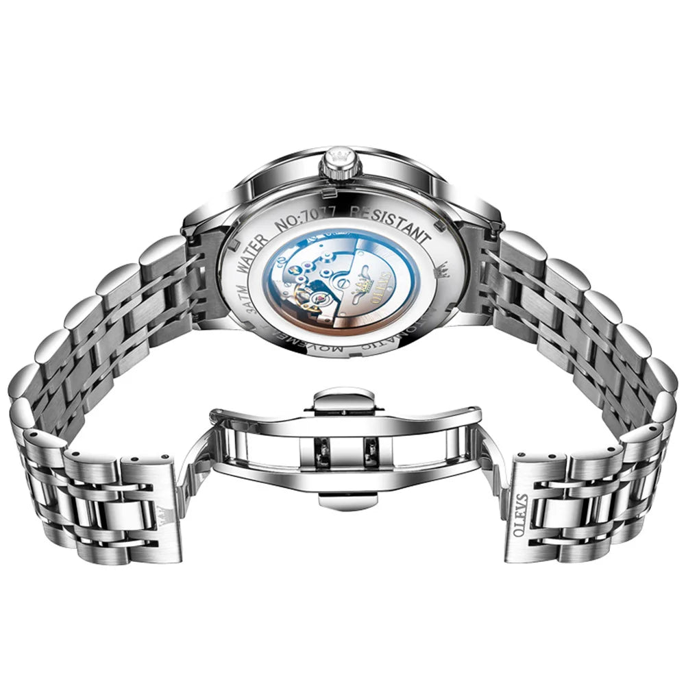 OLEVS Original Men's Fully Automatic Mechanical Watch Stainless Steel Calendar Week Men's Luminous Waterproof Business Watch