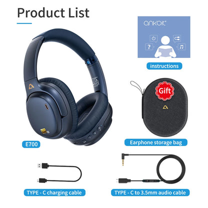 1Mii E700 Wireless Bluetooth Headphones with LDAC Hi-Res Audio, Active Noise Cancelling Bluetooth Headphones, HiFi Stereo Wireless Gaming Headset, 65-Hour Battery Life