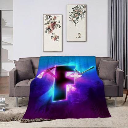 F-Fortnite deka s logotipom igre, mekana deka za piknik, krevet, kauč, dom i spavaću sobu, udobna, topla i komforna