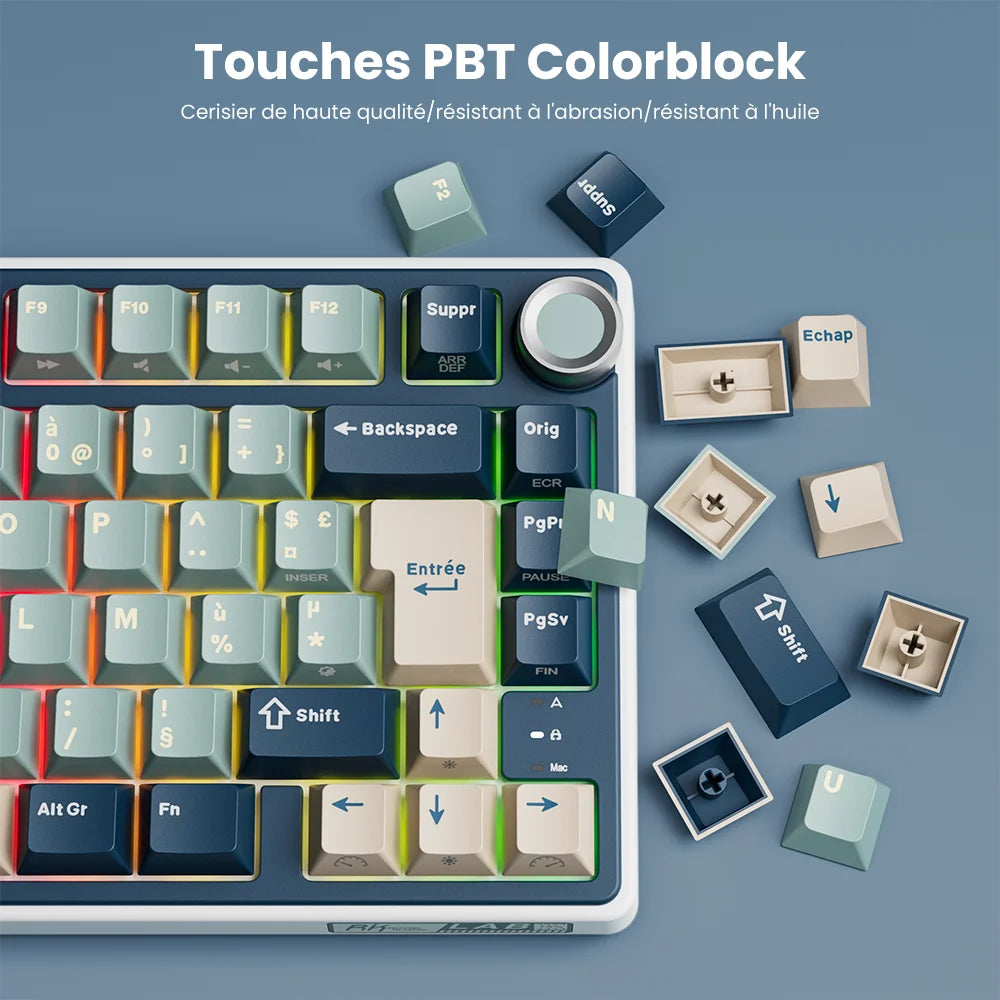 RK R75 Royal Kludge Wired Mechanical Keyboard 80 Keys 80% Gasket RGB Backlit Hot-swappable Gaming Keyboard with MDA PBT Keycaps