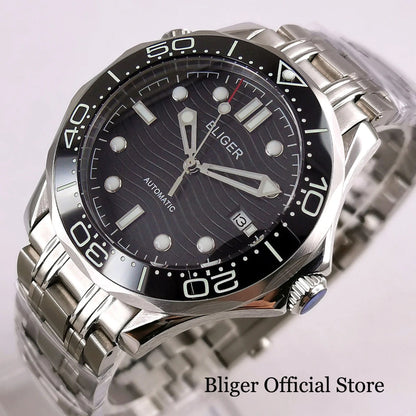 BLIGER Luxury 41mm Mechancial Men Watch Sapphire Glass NH35AMIYOTA PT5000 Movement Steel Bracelet Ceramic Bezel Date Function