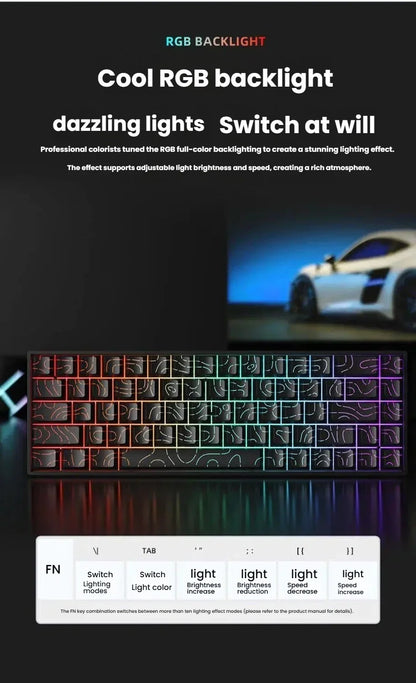 K61 USB Mini Mechanical Gaming Wired Keyboard Hot-Swappable Mechanical Keyboard Detachable Cable