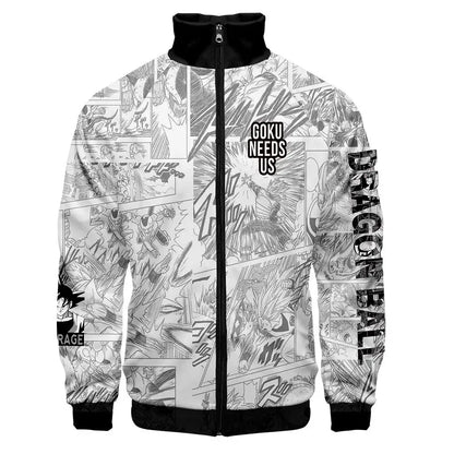 New Fashion Dragon Ball Print Stand Collar Zipper Hoodie Men Women Zipper Hoodies Jackets Long Sleeve Sport Hip Hop Sweatshirts, produit gaming premium Fraquane