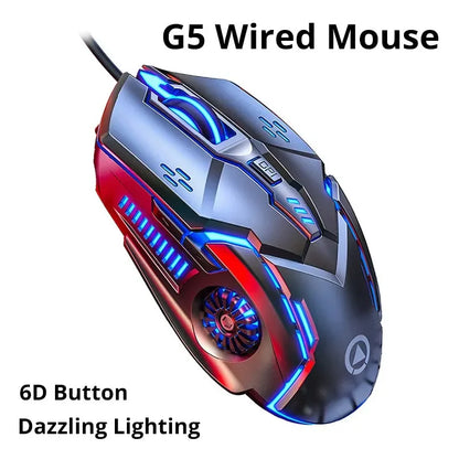 G5 Mute Wired Mouse Six Keys Luminous Game E-Sports Machinery Computer Accessories Gaming Mouse for Laptop Desktop