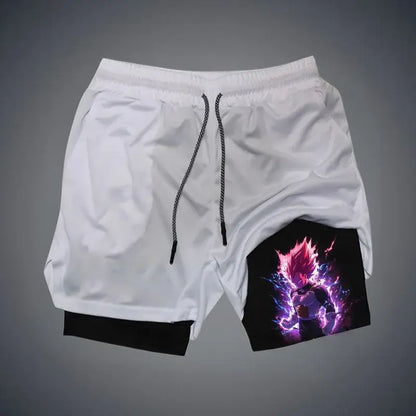 Produit gaming premium Fraquane, Dragon Ball Printed Men's Shorts Summer Women's Sports Compression Gym Shorts Double-Layer 2-in-1 Pant Quick-Drying Beach Shorts, produits de luxe