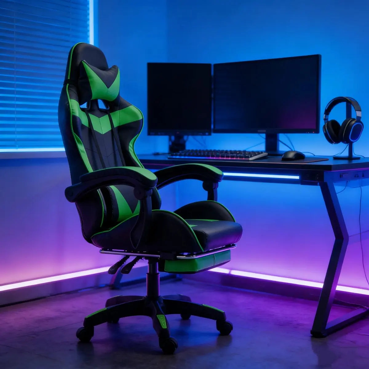 Cadeira gaming Poltrona gaming Cadeira de escritório ajustável em altura com função reclinável ajustável, orelhas de gato e almofadas