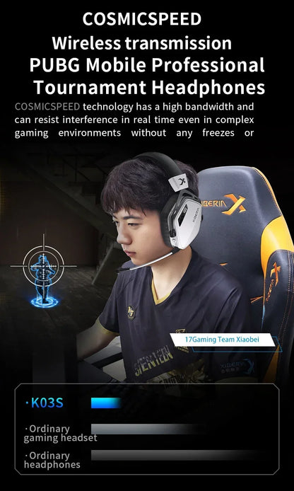 XIBERIA Wireless Gaming Headphones K03S Pro 7.1 Surround Sound Headset with Mic, Low Latency 2.4GHz Gamer Headphones, Long Battery Life Gaming Headset