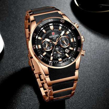 REWARD Men's Watches 81011M Sports Silicone Quartz Men's Watch Waterproof Calendar Chronograph Luminous Watches Men