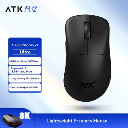 ATK Z1 Pro Max Ultra Wireless Gaming Mouse PAW3950, 8K Polling Rate, 0.39ms Low Latency, 30,000 DPI Ergonomic Gaming Mouse
