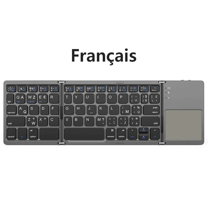 Russian/Spanish/English B033 Mini Foldable keyboard, Wireless Bluetooth Keyboard Recharger with Touchpad for Windows Android IOS
