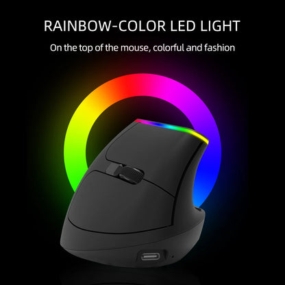 Delux Ergonomic Vertical Mouse Rechargeable Wireless Bluetooth RGB Mouse, 4000 DPI Silent Ergonomic Vertical Mouse for Laptop, PC & Gaming