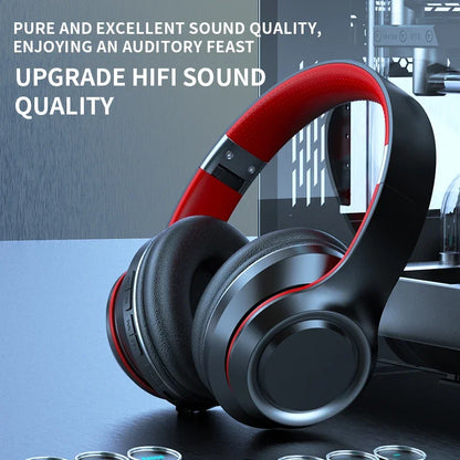 Shoumi Wireless Bluetooth 5.0 Headphones with Mic, TF Card MP3 Player, Deep Bass Over-Ear Gaming Headset with Display Screen