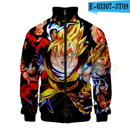 New Fashion Dragon Ball Print Stand Collar Zipper Hoodie Men Women Zipper Hoodies Jackets Long Sleeve Sport Hip Hop Sweatshirts, produit gaming premium Fraquane, équipement gamer