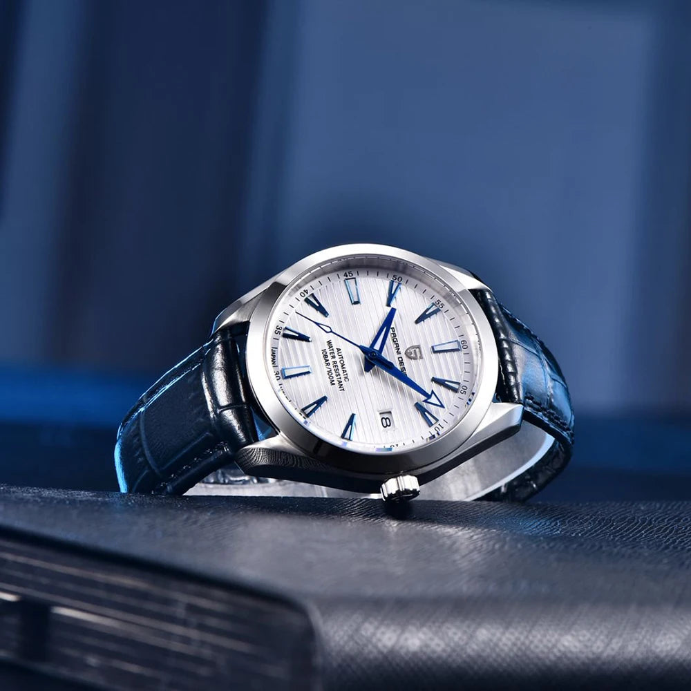 Relógio de luxo para homem PAGANI DESIGN – Modelo automático mecânico (calibre 8215), em aço inoxidável, estanque, com indicador de data e ponteiros luminescentes
