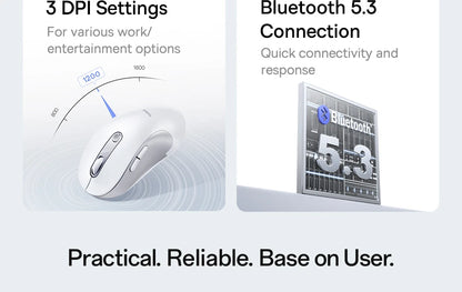 Baseus Wireless Mouse Bluetooth 5.3 Ergonomic Silent Mouse, 2.4GHz Rechargeable Office Mouse with 7 Buttons, Adjustable DPI for Laptop, MacBook, PC & Tablet