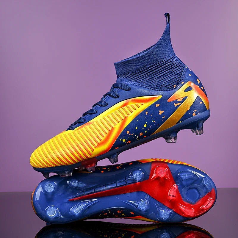 Chaussures de football pour hommes, chaussures de sport, chaussures de futsal à tige haute, chaussures de football de haute qualité pour l'intérieur, antidérapantes, pour l'entraînement en extérieur, crampons ultra-lég