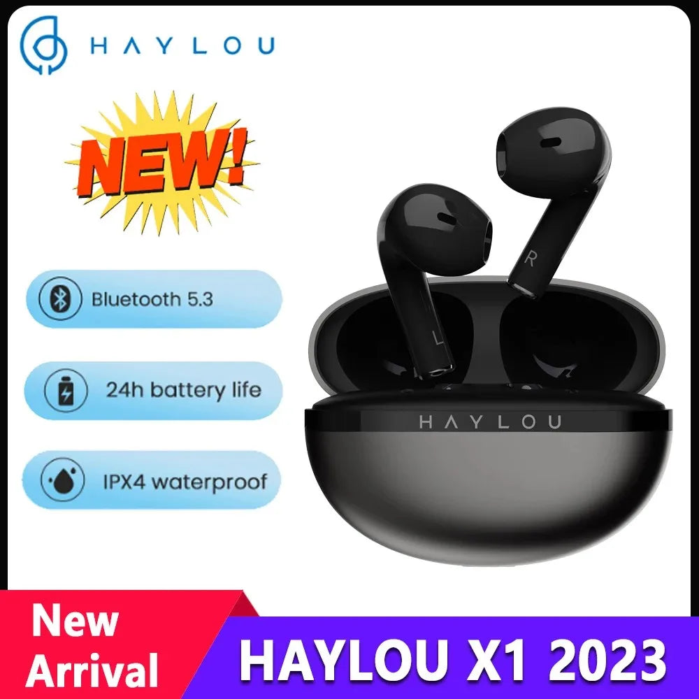 HAYLOU X1 2023 TWS Bluetooth 5.3 Earphones Wireless Earbuds with 24H Battery, IPX4 Waterproof, APP Control, Low Latency Stereo Headphones