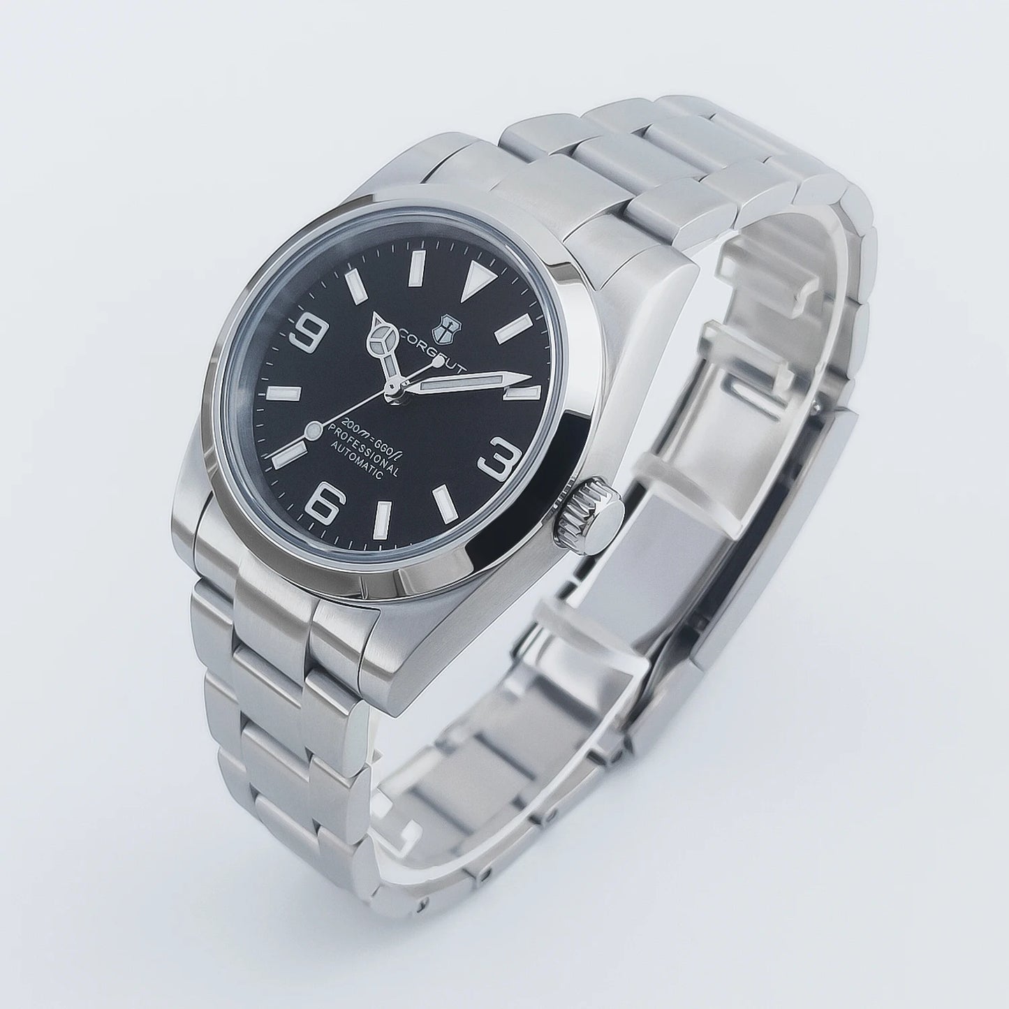 36mm/39mm Corgeut Luxury White Black Automatic Mechanical Wristwatches Numbers Men Watch Sapphire Crystal 10bars Reloj Hombre