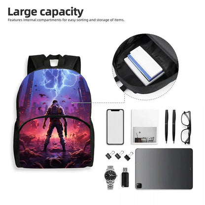 15 Inch Fortnite Cartoon Backpack Unisex for Boys Girls with Front Pocket Lightweight Student School Bookbag Large Capacity