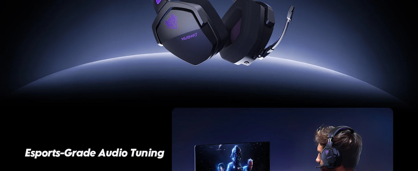 NUBWO G06 Dual Wireless Headsets Gamer with Microphone for PS5, PS4, PC, Mobile, Switch, 2.4GHz Bluetooth 5.3 Gaming Headphones