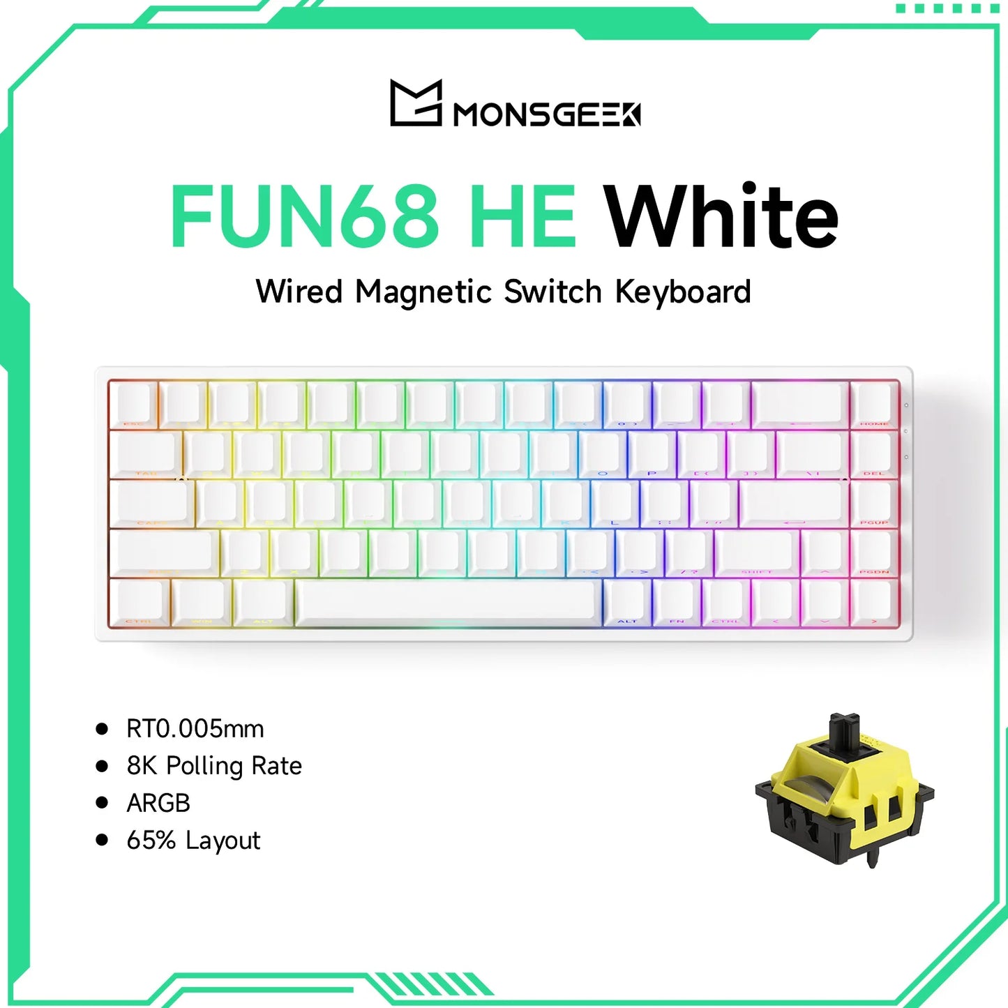 Akko MonsGeek FUN68 FUN60 PRO&MAX HE Magnetische Tastatur 60% 65% Gaming-Tastaturen Rapid Trigger 8K Custom Keyboard Gamer Esports