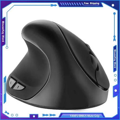 YANFU BNKJ5 Left Hand Wireless Ergonomic Mouse, 2.4G Bluetooth Ergonomic Mouse with Adjustable DPI, Silent Optical Office Mouse for Left-Handed Users