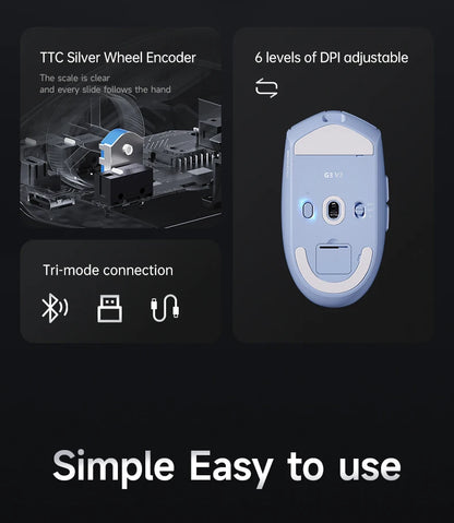 MCHOSE G3 V2 Pro Wireless Gaming Mouse PAW3395, Ultra-Lightweight Tri-Mode Bluetooth Gaming Mouse for Esports, Office & Professional Gaming