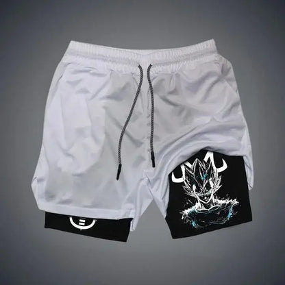 Dragon Ball Printed Men's Shorts Summer Women's Sports Compression Gym Shorts Double-Layer 2-in-1 Pant Quick-Drying Beach Shorts, produit gaming premium Fraquane, équipement gamer